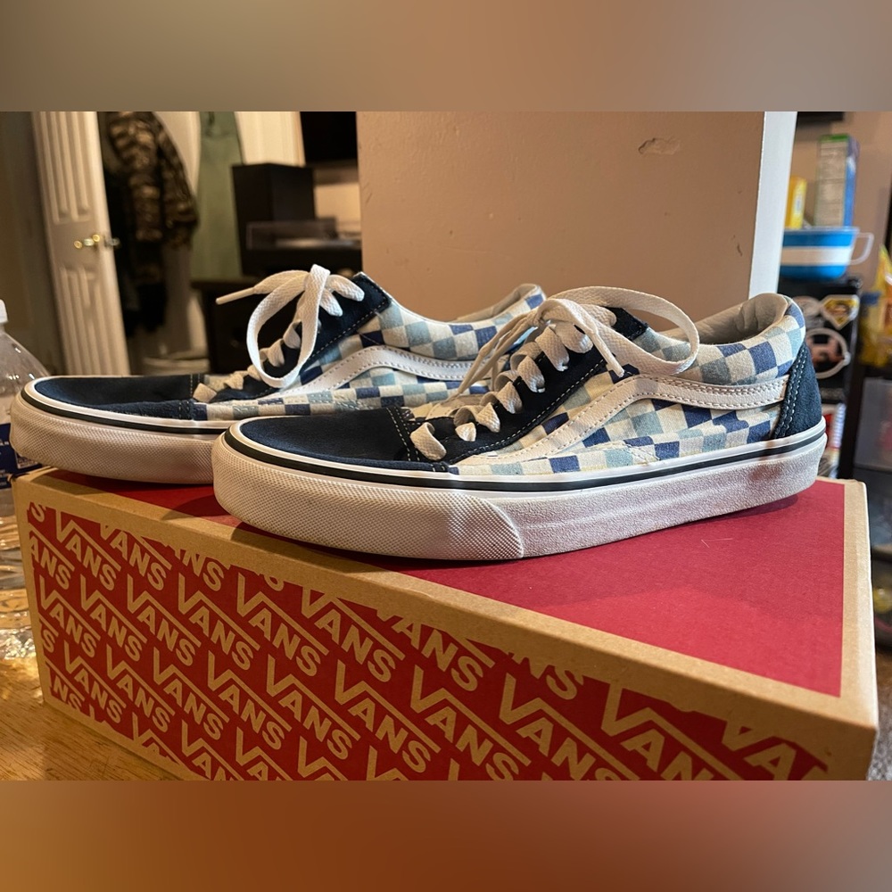 Blue checkered vans